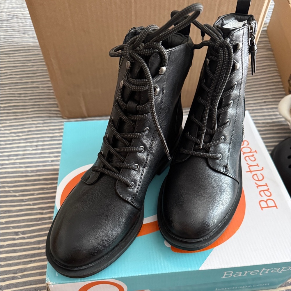 BareTraps Women's Black Combat Boots BT27462